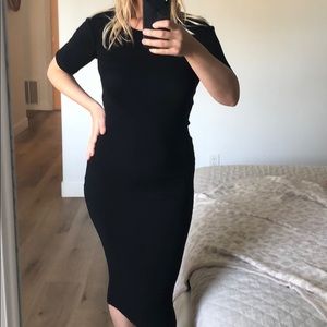 Black ribbed stretch dress